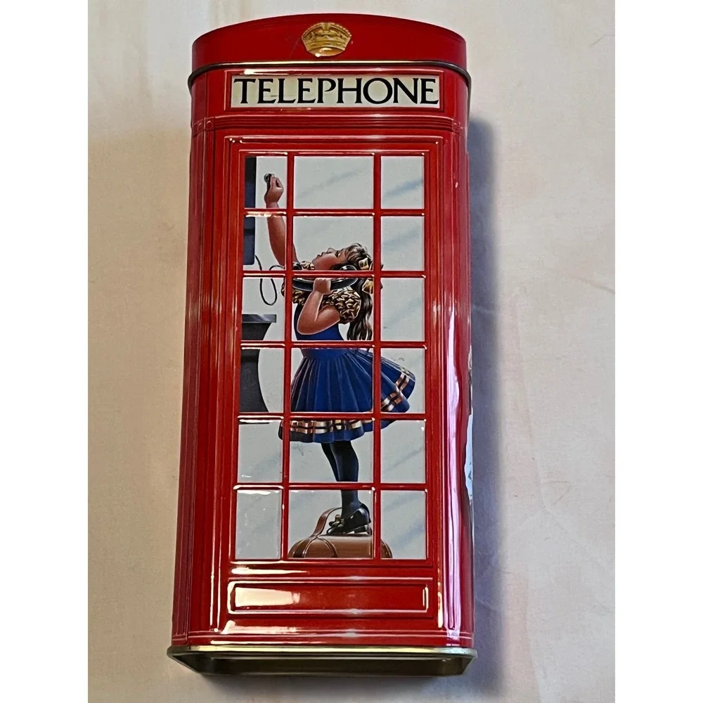 Churchills Heritage of England Red Telephone Kiosk Money Box Tin Bank Vintage